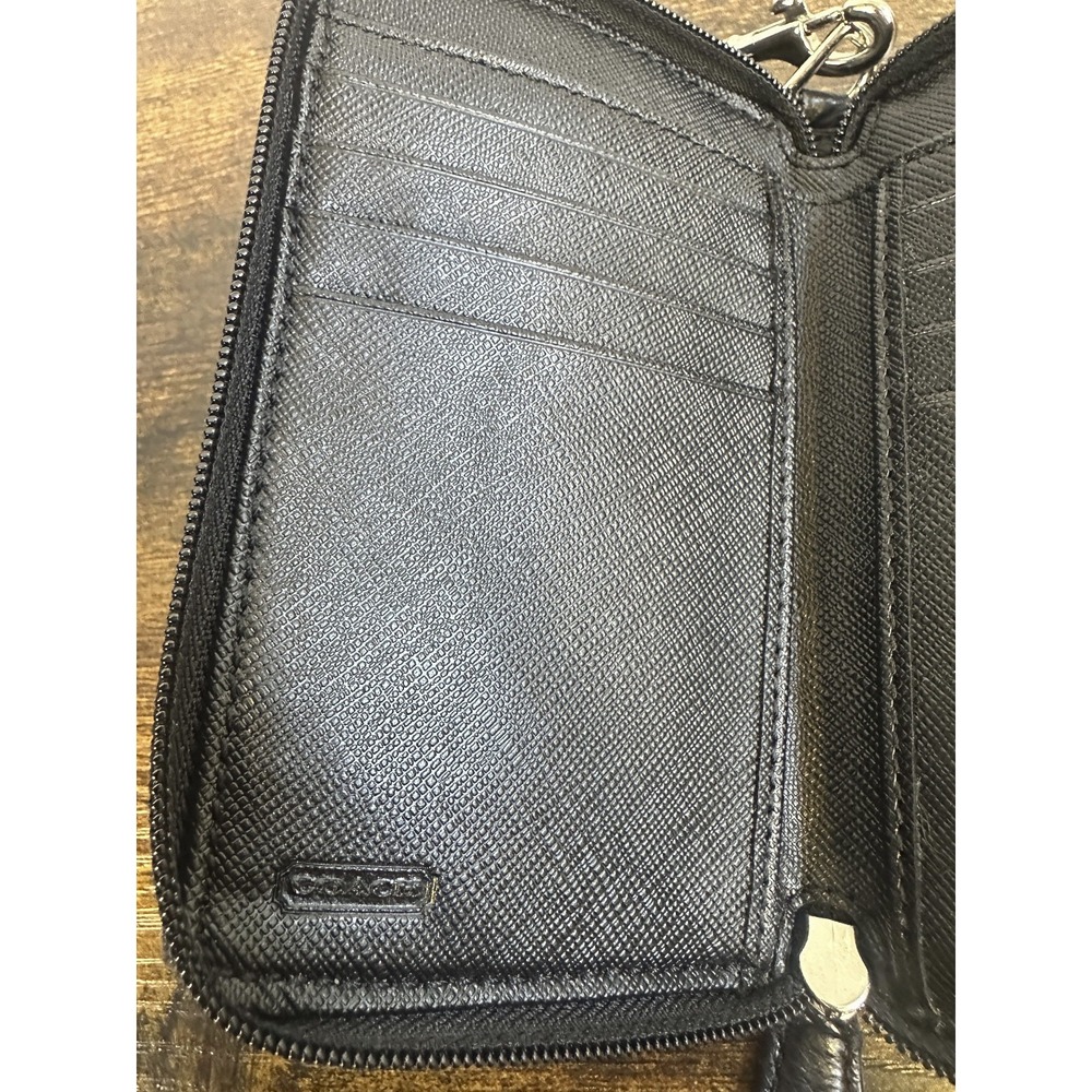 Coach Signature Logo Canvas Jacquard Wristlet Phone Wallet Turnlock Black Y2K - Picture 8 of 12